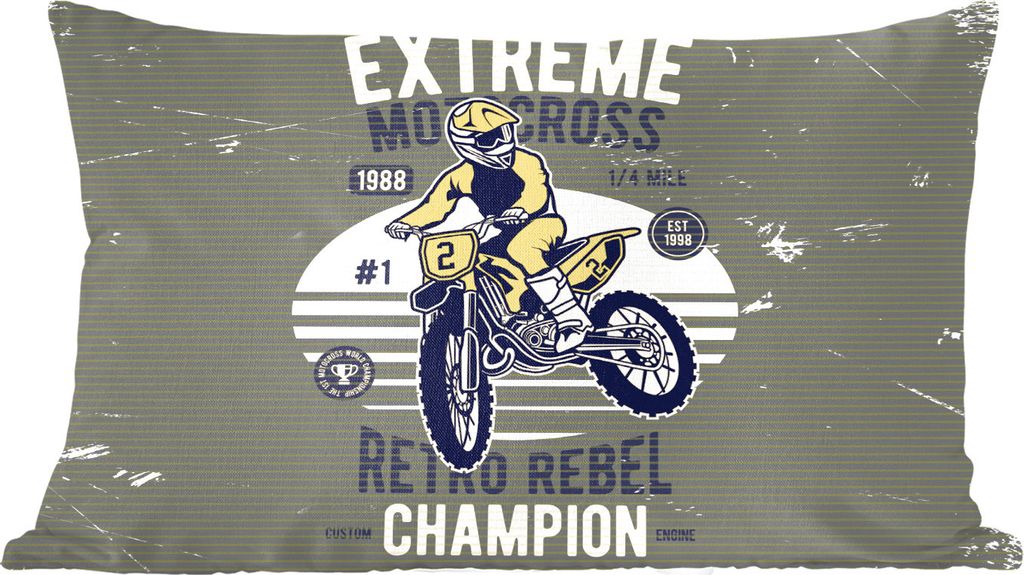 MuchoWow Zierkissen Sofakissen Wohnzimmer Dekokissen 60x40 cm Motorrad - Gelb - Retro - Kopfkissen - Polster mit Foto