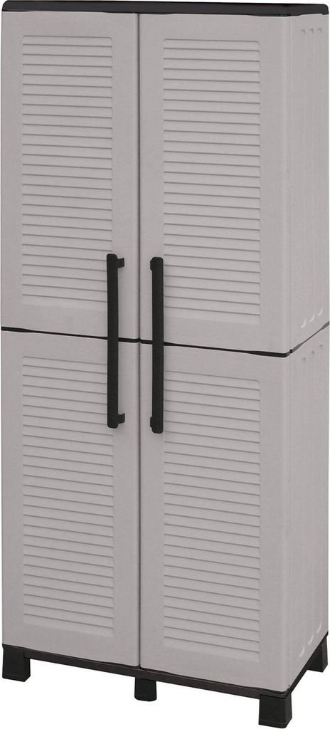 Dmora Außenschrank Ash 68x37x169h cm Hellgrau, 3 Regalböden, 2 Türen