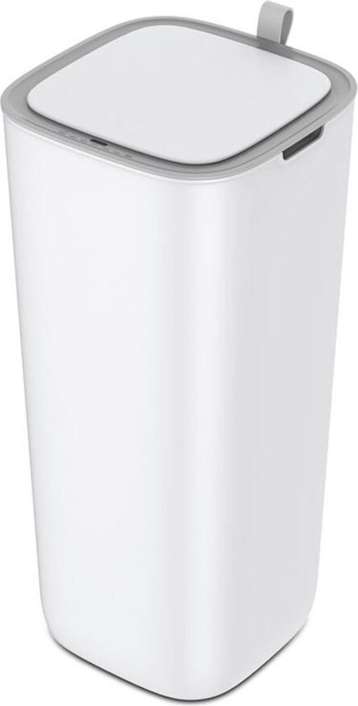 Moderner quadratischer Abfalleimer mit Smart Sensor | 30 Liter, HxBxT 59x27x27cm | Weiß