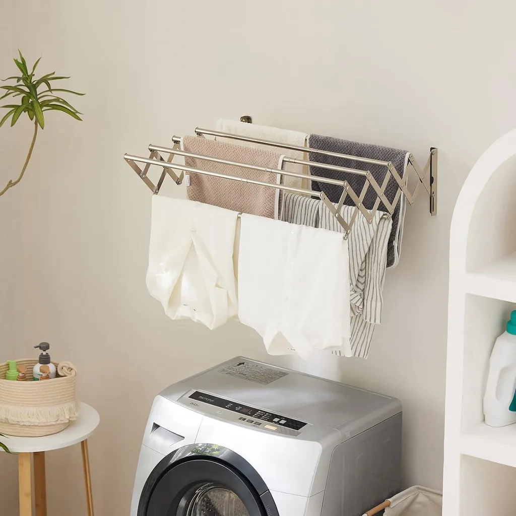 Stendibiancheria Parete Argento 80cm 7 Aste | Design Moderno Bagno - 3