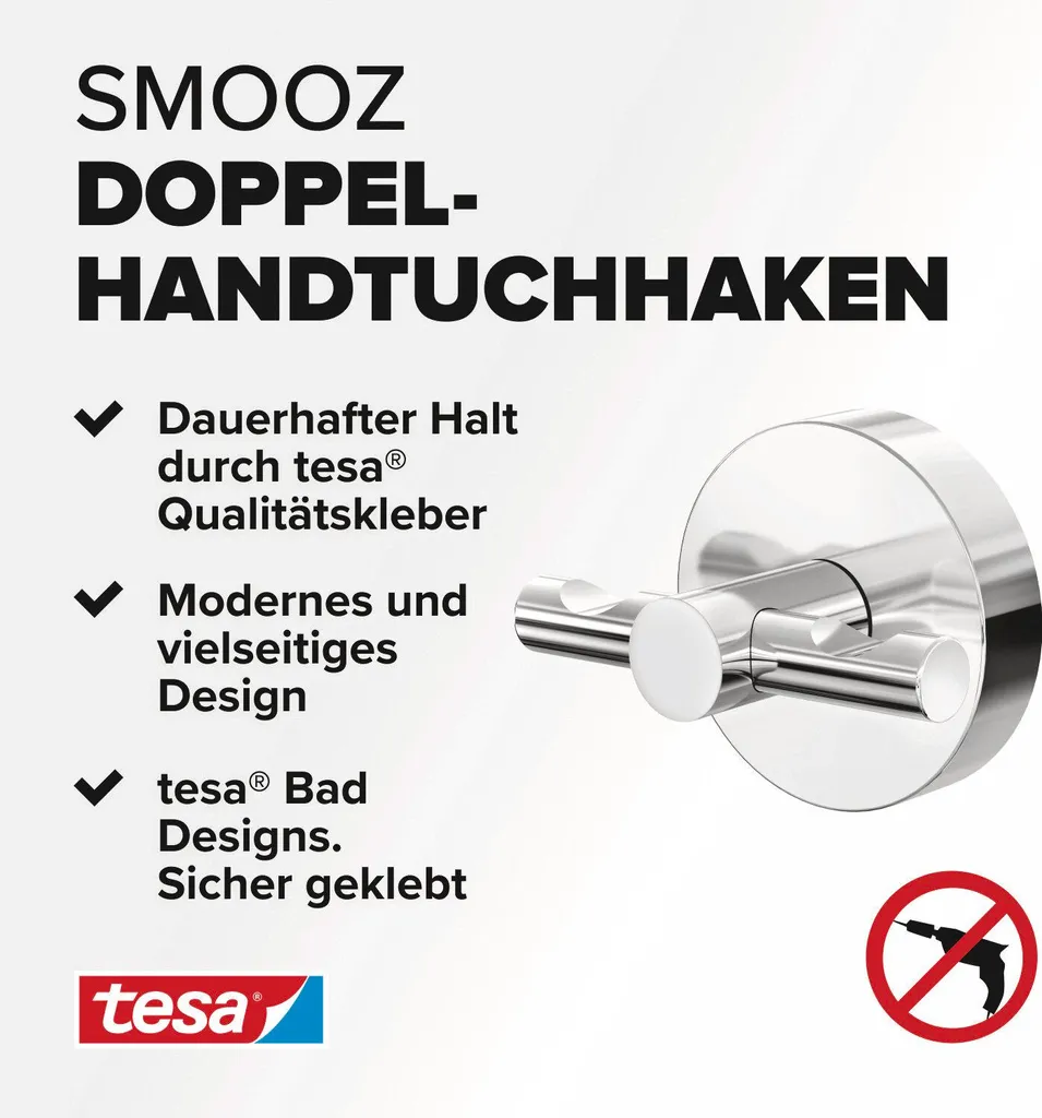 tesa 40630-00000-00 tesa Handtuch-Doppelhaken SMOOZ, verchromt - 9