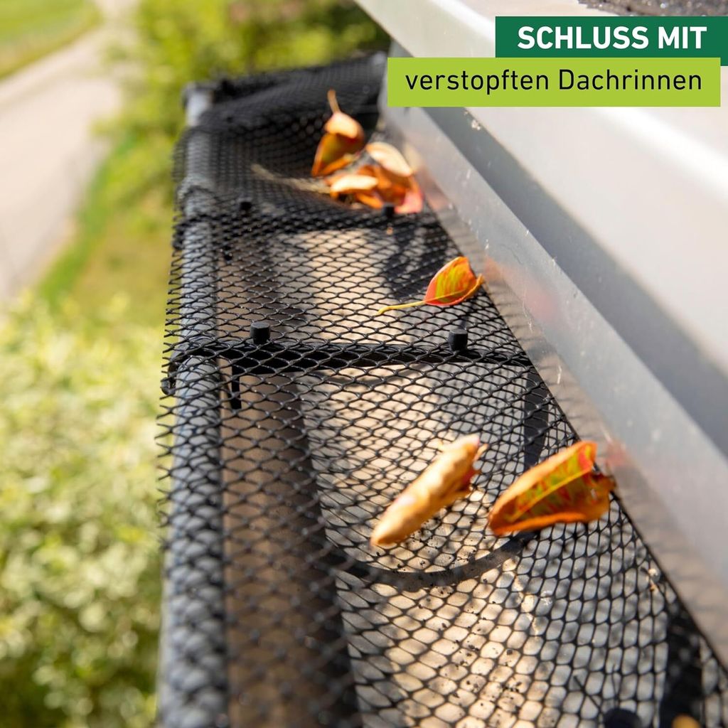 Windhager Dachrinnen-Abdeckung Cover, Dachrinnenschutz, Laubschutz für Regenrinne, Schutzgitter für Dachrinne, inkl. Befestigungsklammern, 6m