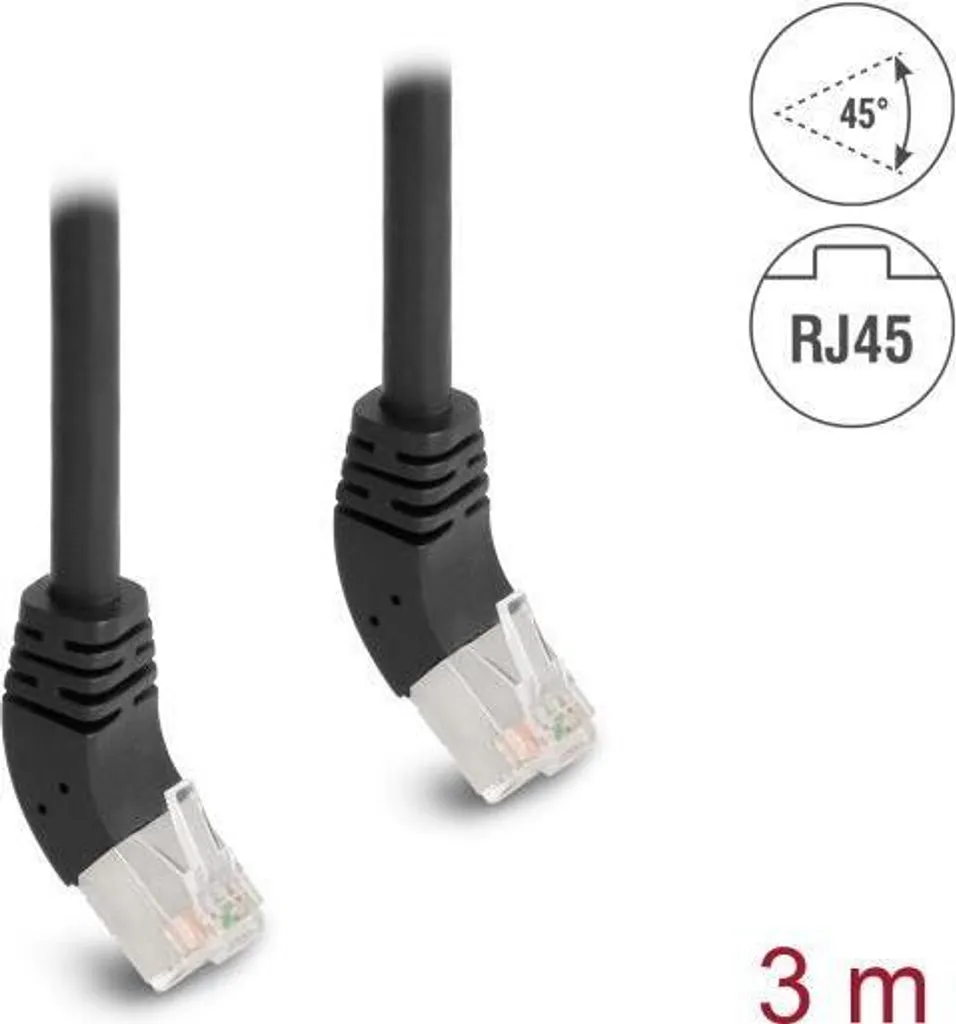 Delock Cavo Patch Cat.6A S/FTP 45° 3m - Qualità Industriale RJ45