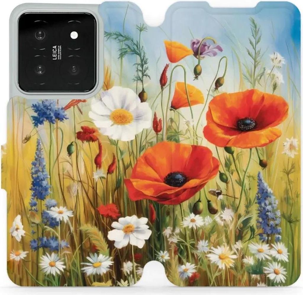Handyhülle mit klappe für Xiaomi 14, Mobiwear Book, Wiesenblumen