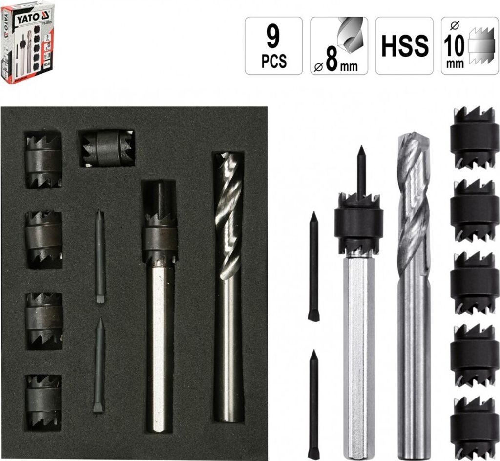9 Tlg. Satz Schweißpunkt Bohrfräser Schweisspunktbohrer Produktbild 