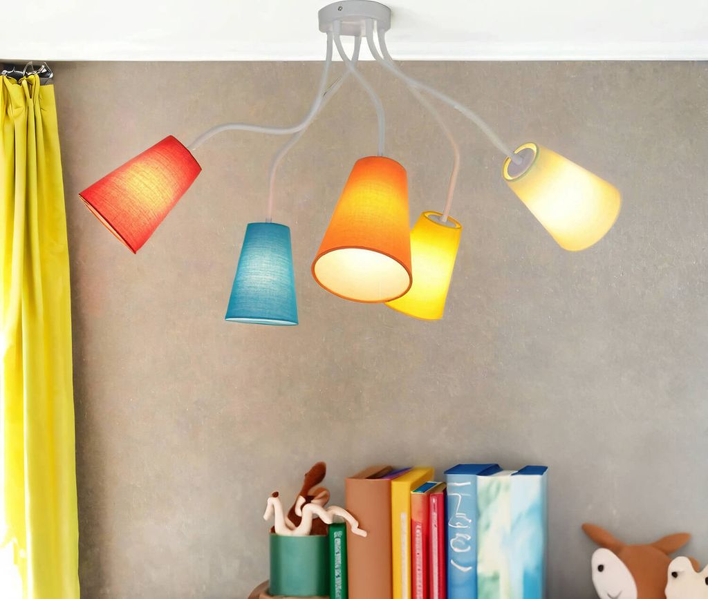 Bunte Deckenlampe Kinderzimmer flexibel verstellbare Arme 5-flammig stylisch WIRE Kinder Leuchte Decke