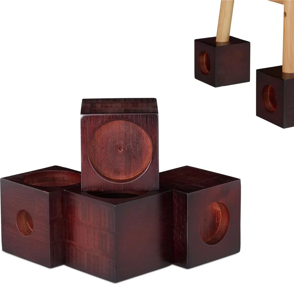 Rehausseur de Meuble en Bambou Naturel Robuste - Set de 4 Élévateurs