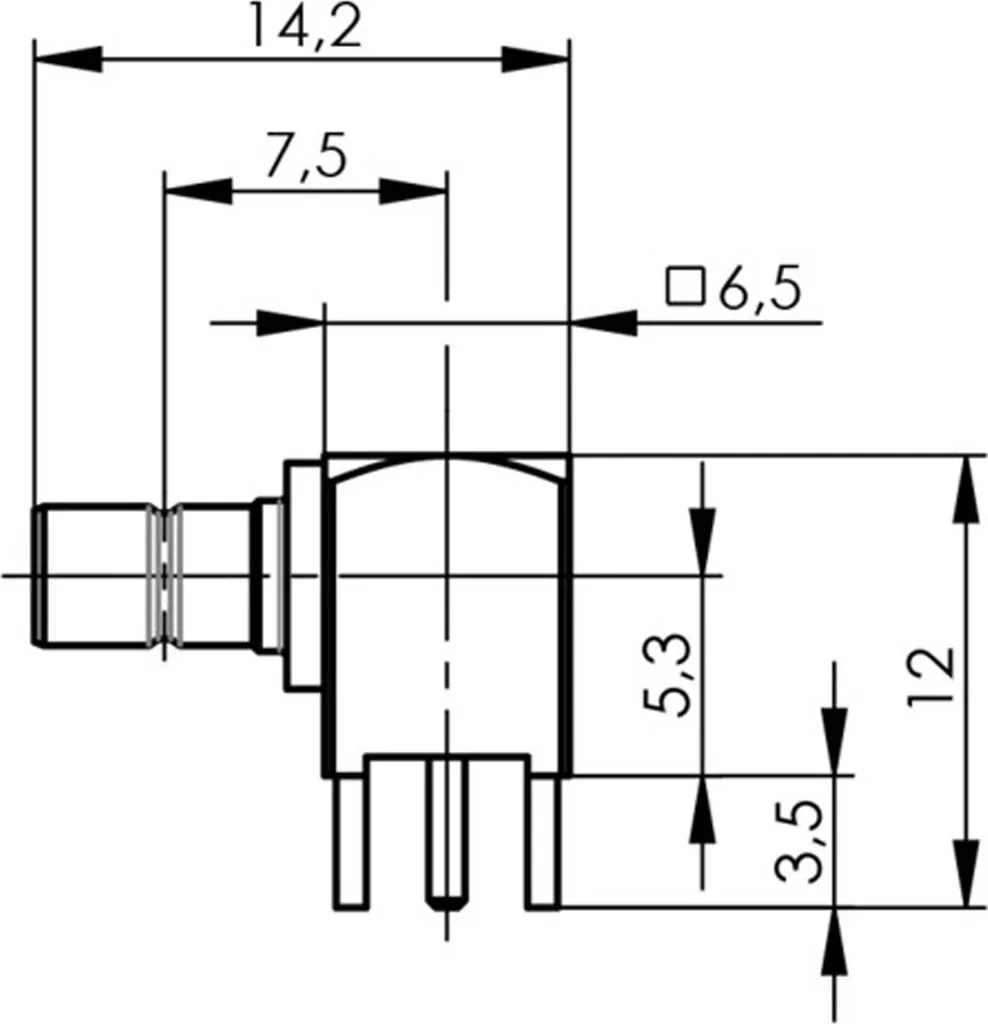 Connecteur SMB mâle à angle droit 50 Ohms à impédance stable Telegärtner