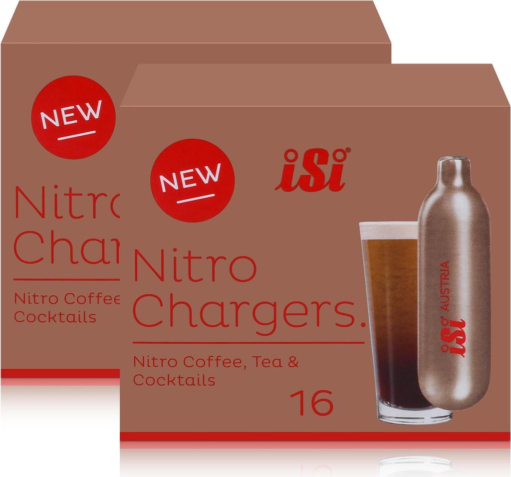 iSi Nitrokapseln/Nitro Chargers 16 Kapseln für Kaffee, Tee, Cocktails (2er Pack)