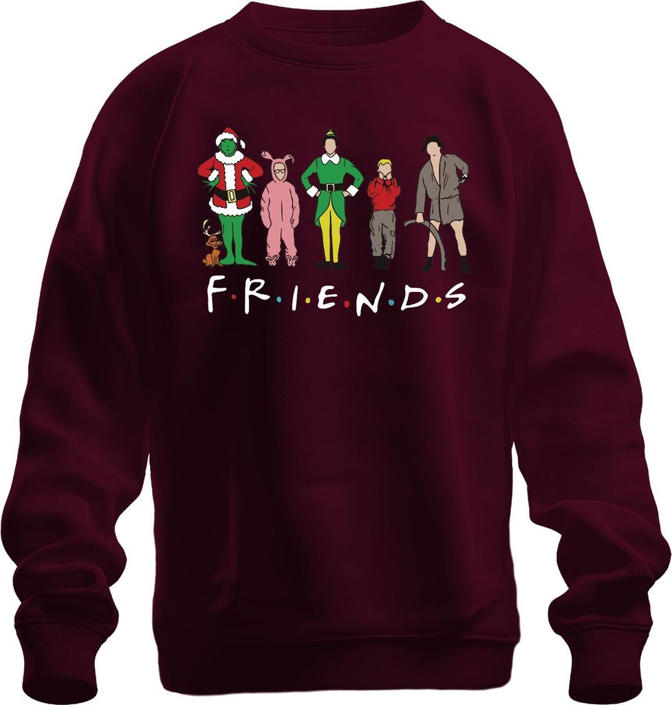 Friends Weihnachtsfilme Cartoon - Weihnachten Christmas Xmas Uni Weihnachtspullover, Burgundy, XXL