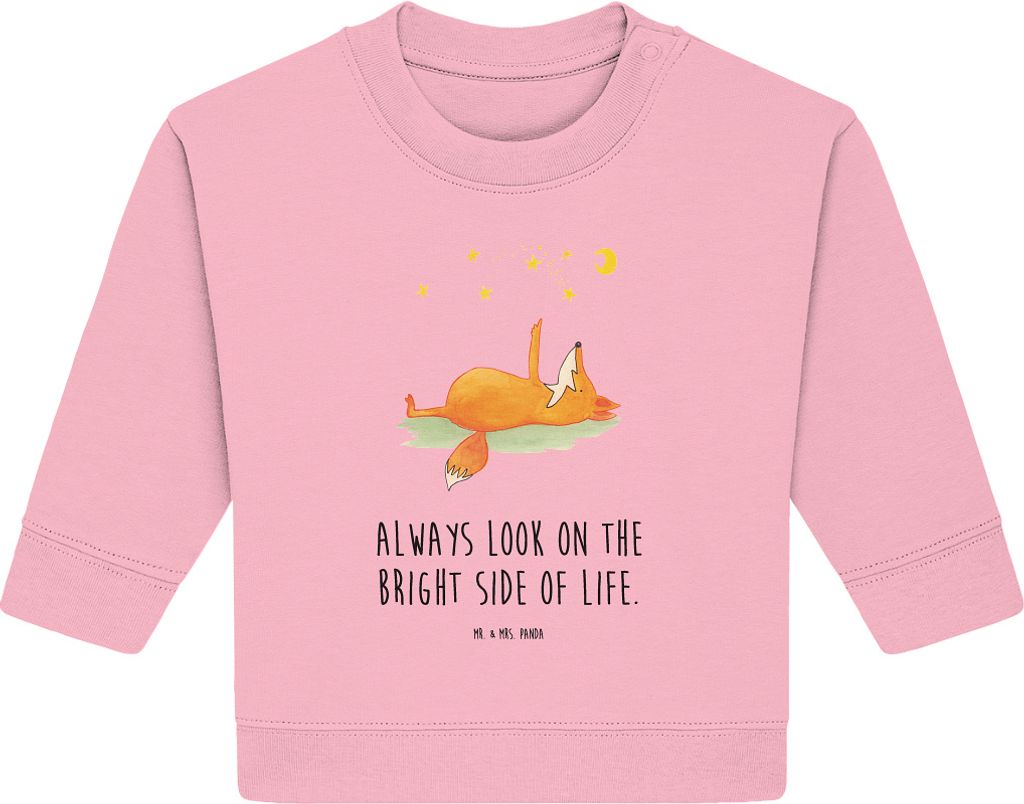 Mr. & Mrs. Panda Organic Baby Pullover Fuchs Sterne 12. - 18. Monat - Baumwolle Pink - Geschenk, Optimistisch, Romantik, Bullover, Mond, Positiv