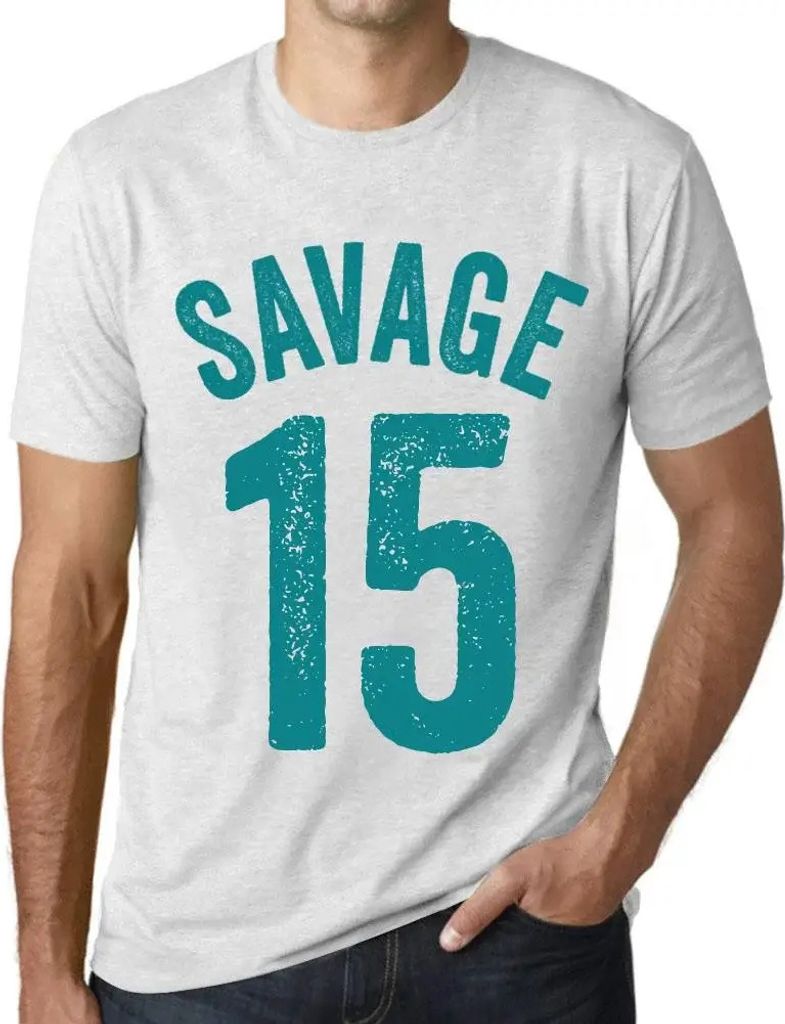 Herren Grafik T-Shirt Savage 15 Geschenk 15. Geburtstag Jahrestag 15 Jahre Jubiläum 15 Jährige Mann Jahrgang 2009 Kurzarm Lustige Druck