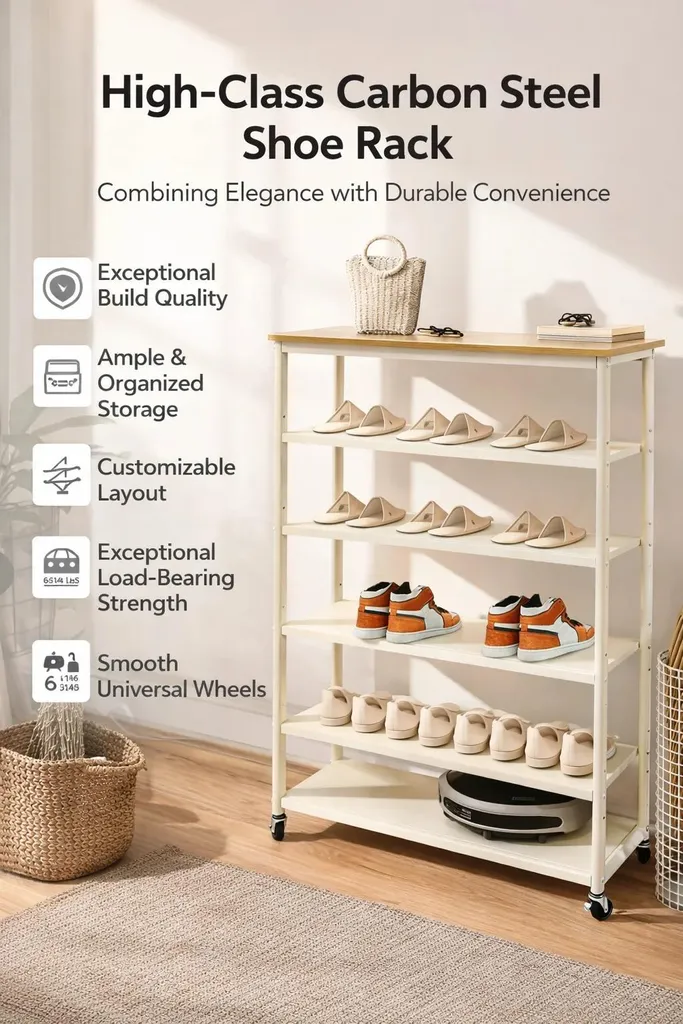 Meuble de rangement chaussures modulable à roulettes - Hauteur 105 cm