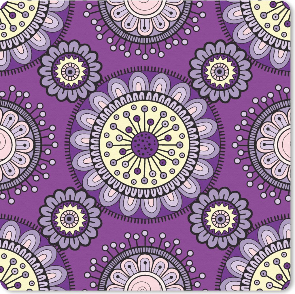 MuchoWow Mauspad Mousepad Mädchen - Blumen - Lila - Muster - Mädchen - Kinder - Kinder 30x30 cm - Mousepads - Maus Mat - Pad - Mausunterlage - ...