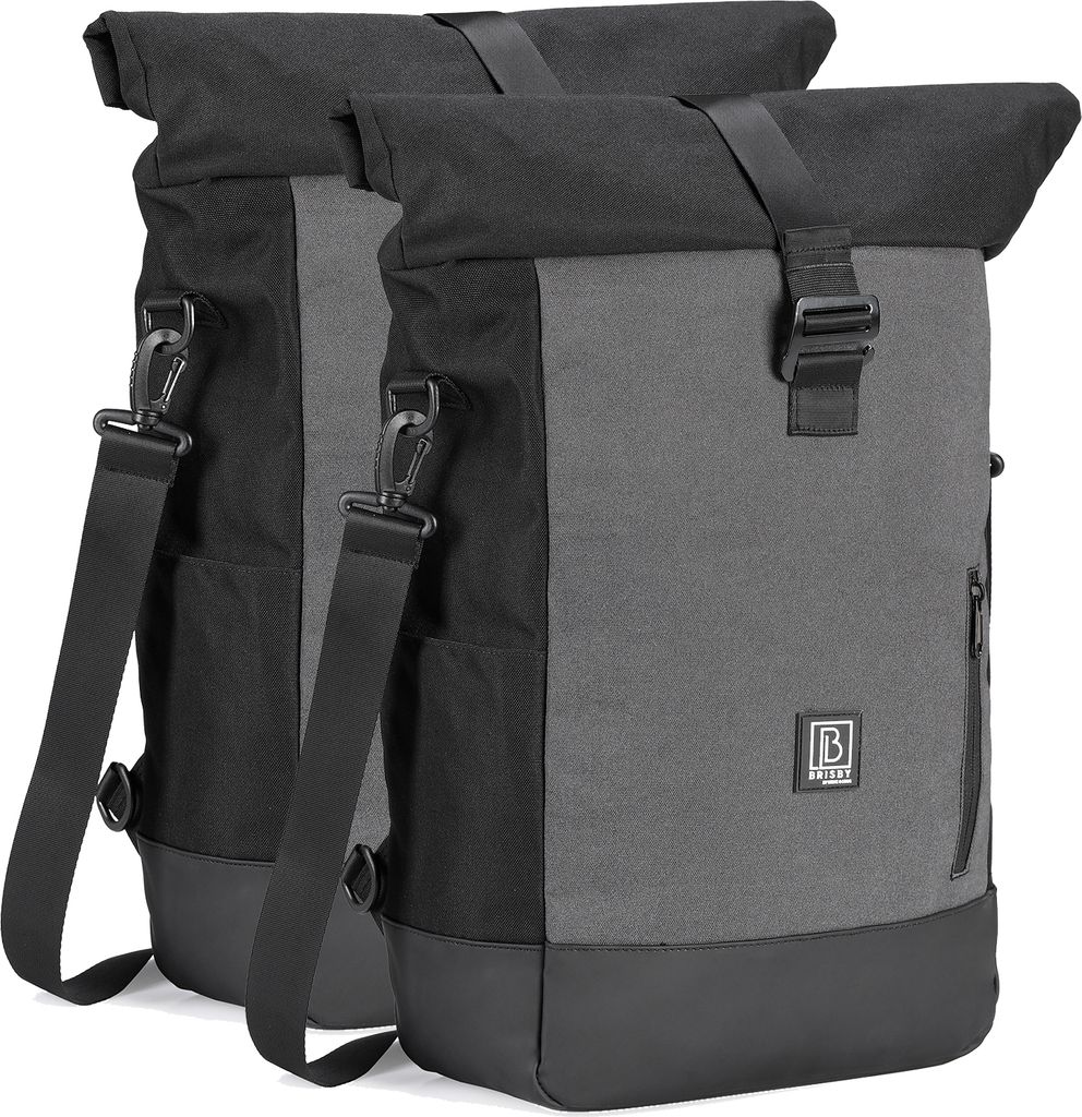 Brisby 40–52 Liter 3-in-1 wasserdichte Rolltop-Fahrradtaschen, 2er-Set – Rucksack/Umhängetasche – auch für E-Bikes geeignet – reflektiere...