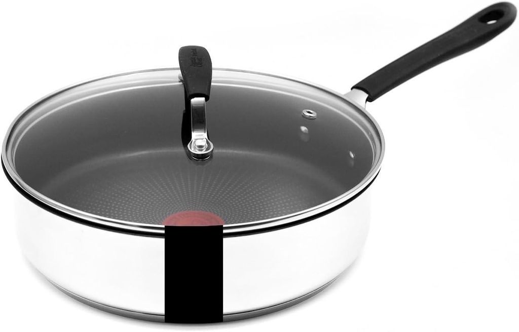 Tefal E30 Jamie Oliver Schmorpfanne Induktion 25 cm mit Deckel 2 tlg -SET5- Saute-Pfanne Antihaft-beschichtet, HOHER RAND, Spülmaschinenfest