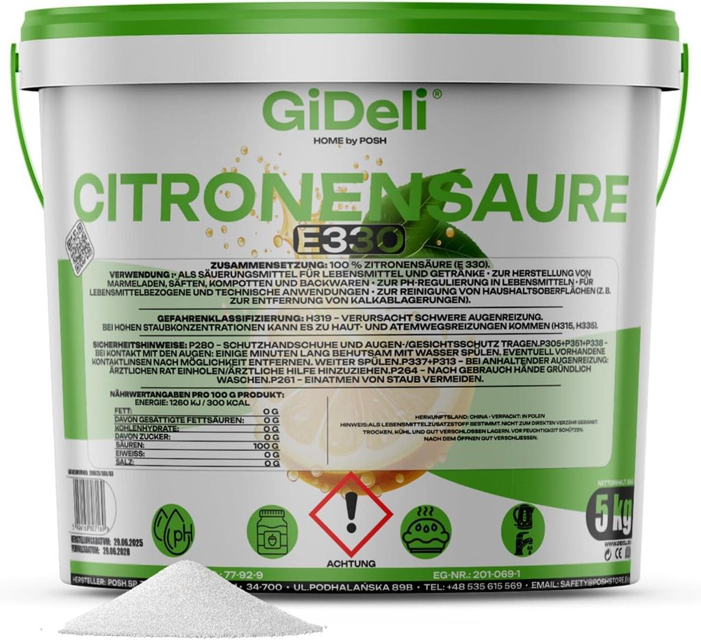 Zitronensäure 5kg Entkalker Citric Acid Produktbild 