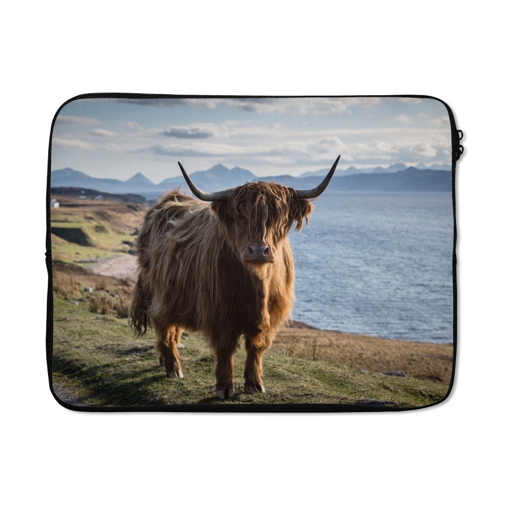 MuchoWow Laptop Hülle 15 Zoll Schottische Highlander - Bergen - Meer Laptoptasche - Laptoptasche - Sleeve - Rundum-Schutz