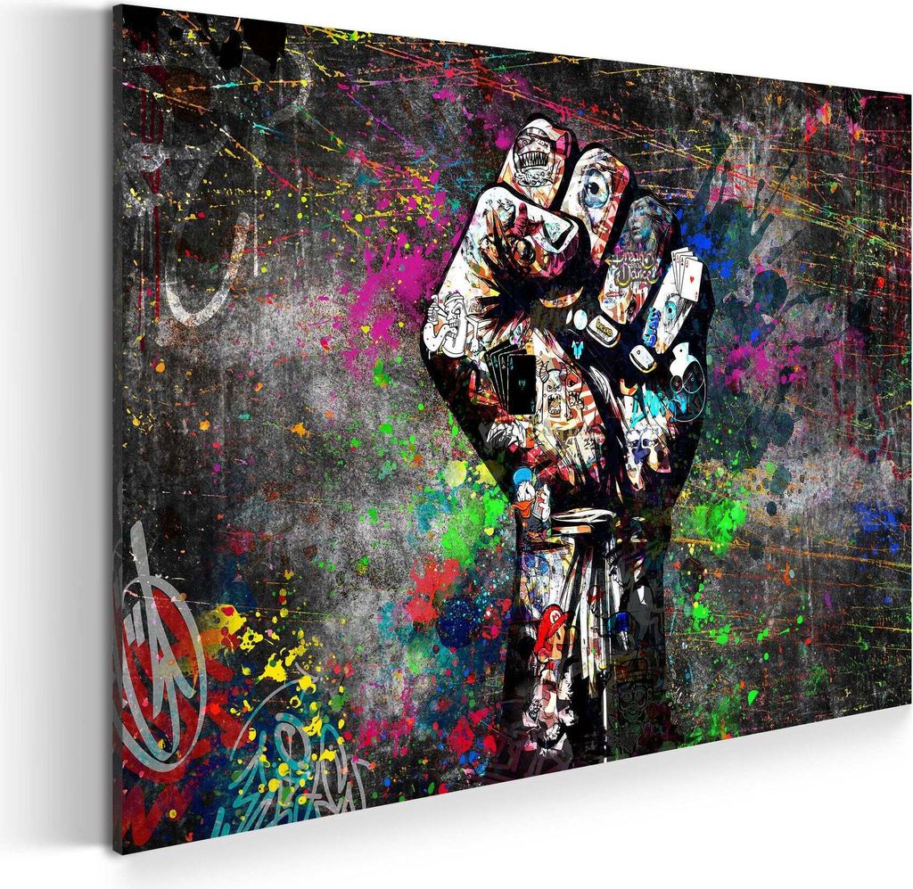 Wandbild Leinwandbild The Fist Graffiti Street Art Kunstdruck XXL Wanddeko: 90x60x4cm
