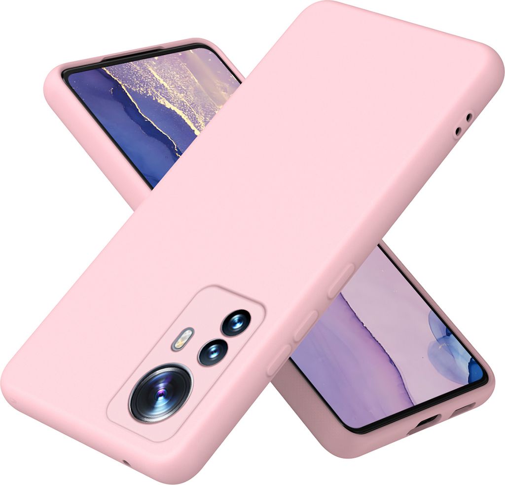 Xiaomi 12 Pro Hülle, Flüssig Silikon Handyhülle Stoßfest Kratzfest Schutzhülle für Xiaomi 12 Pro Pink