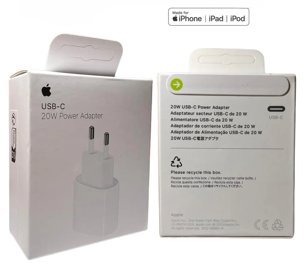 Alimentatore Apple 20W USB-C iPhone 16 15 14 Pro Max Originale Apple