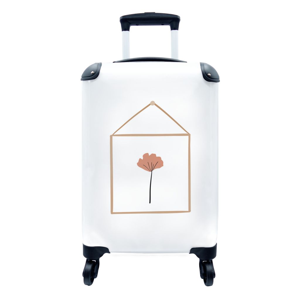 MuchoWow Koffer Handgepäck Trolley Rollkoffer Kleine Reisekoffer mit 4 Rollen - Blatt - Rahmen - Zeichnung - Cabin Size < 55x40x23 cm & 55x40x20...