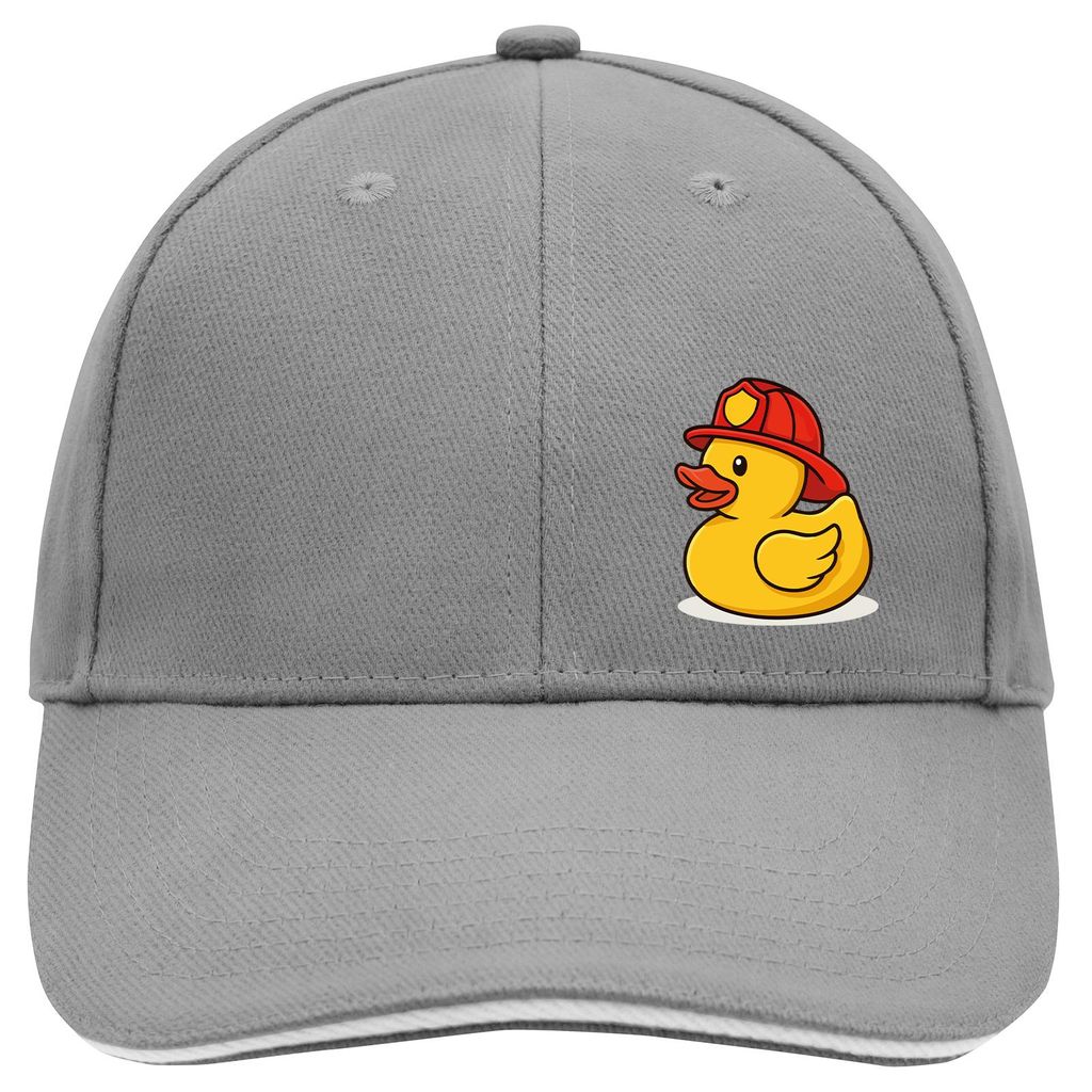 Huuraa Cappy Mütze Quietscheente Feuerwehr Comic Gummiente Dark Grey/White Baumwolle 6-Panel Kappe Geschenkidee