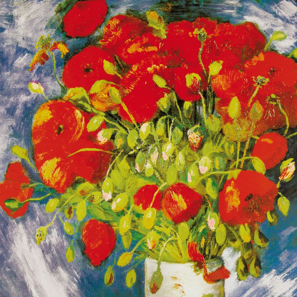 Vincent Van Gogh Kunstdruck Bild - Vase Mit Rotem Klatschmohn, 1886 (100 x 100 cm)