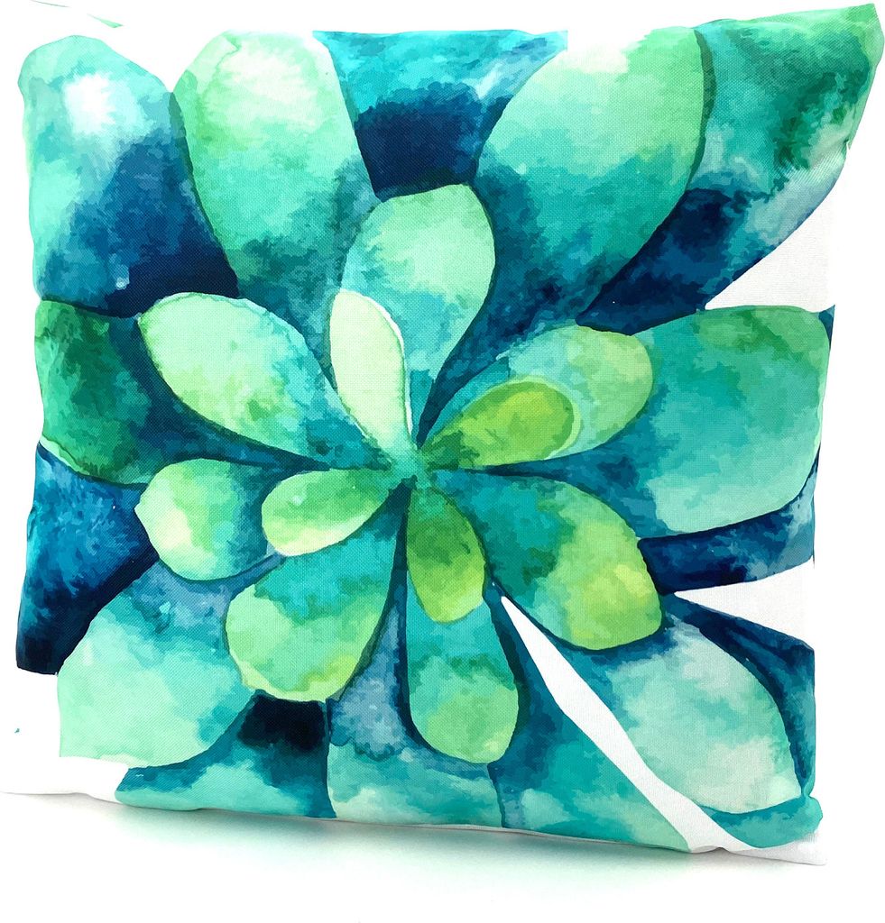heimtexland Outdoorkissen mit Füllung Garten Dekokissen 45x45 schmutz- und wasserabweisend Deko Kissen Outdoor Typ688 Aquarell Agave