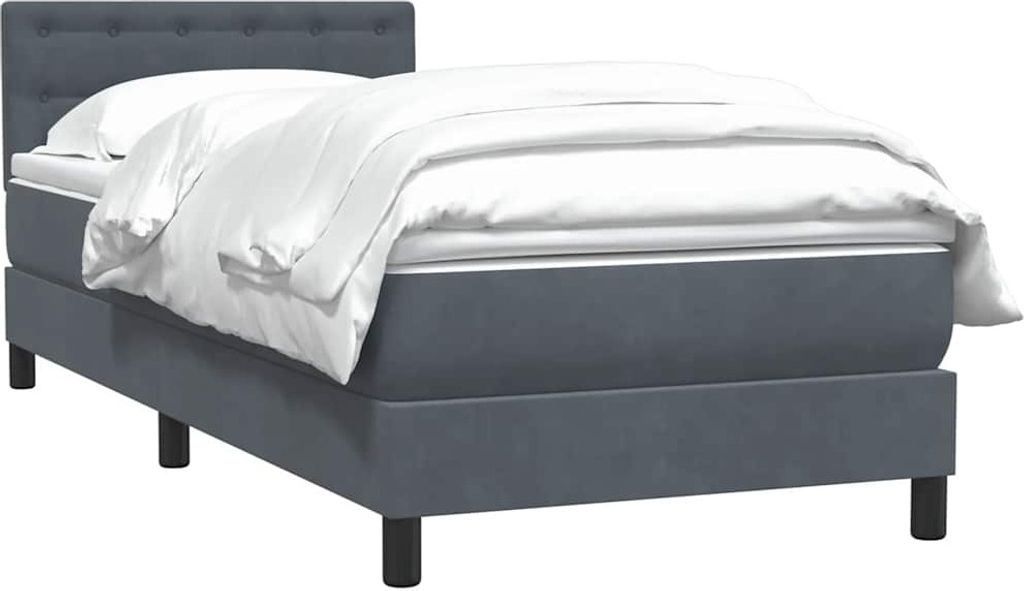 vidaXL Boxspringbett mit Matratze Dunkelgrau 90x220 cm Samt