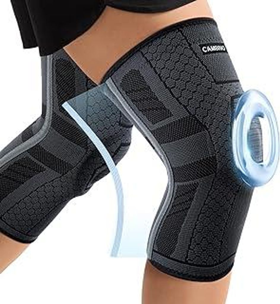 CAMBIVO Kniebandage Männer Damen 2X, Bandage Knie mit PMMA-Seitenstabilisatoren und Patella Pad, Knee Support für Training, Laufen, Sport und Alltag