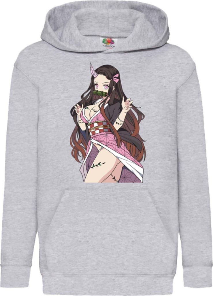 Kinder Kapuzenpullover Demon Anime Slayer Kimetsu No Yaiba Nezuko Kamado 16, 7-8 Jahr - 128 / Grau