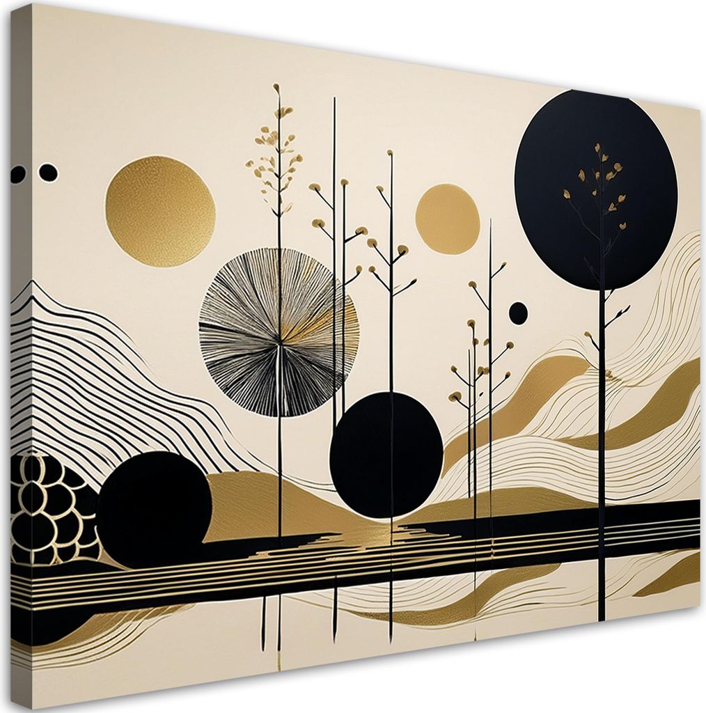Leinwandbild Abstraktion Formen und Linien 60x40 Feeby Beige bild für die wand bereit zum aufhängen