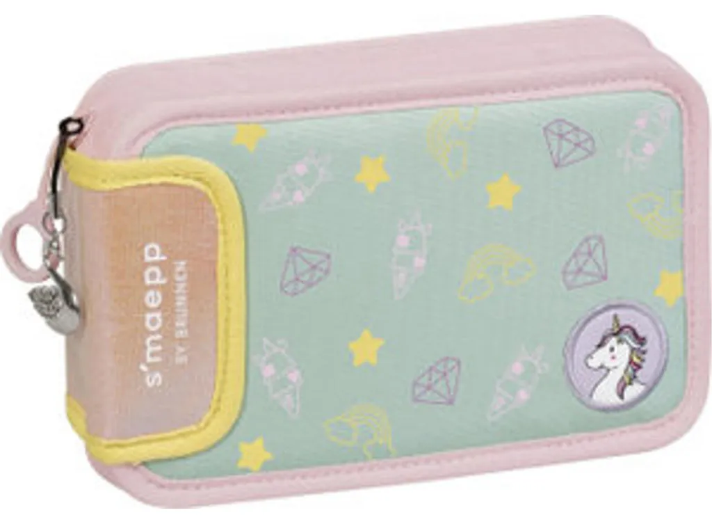 Trousse à crayons Unicorn pour l'école - Rangement Scolaire 2 Rabats Rose
