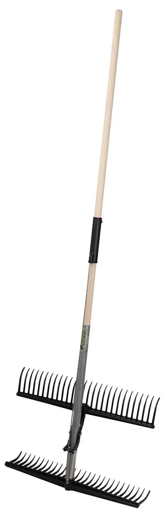 Râteau à double peigne Brixo 28 dents avec manche aluminium H 170 cm