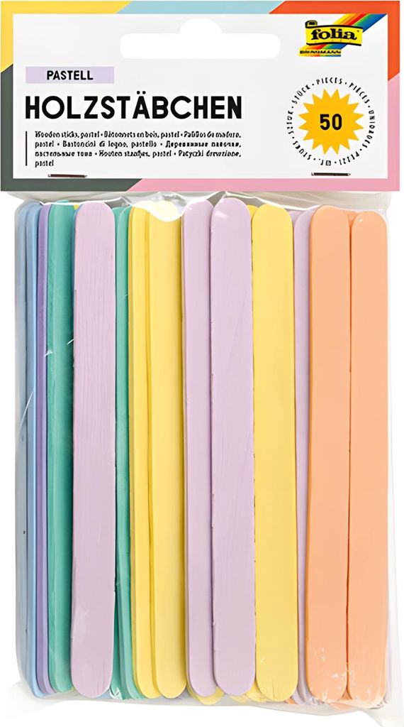 folia 2288 folia Holzstäbchen "Pastell", Länge: 114 mm, Zdjęcie produktu 