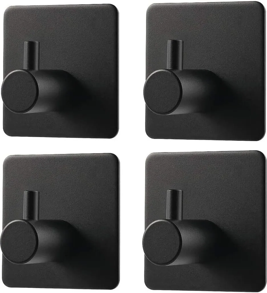 Ganci Doppi Autoadesivi Nero Opaco | Set 4 Pezzi Acciaio Inox