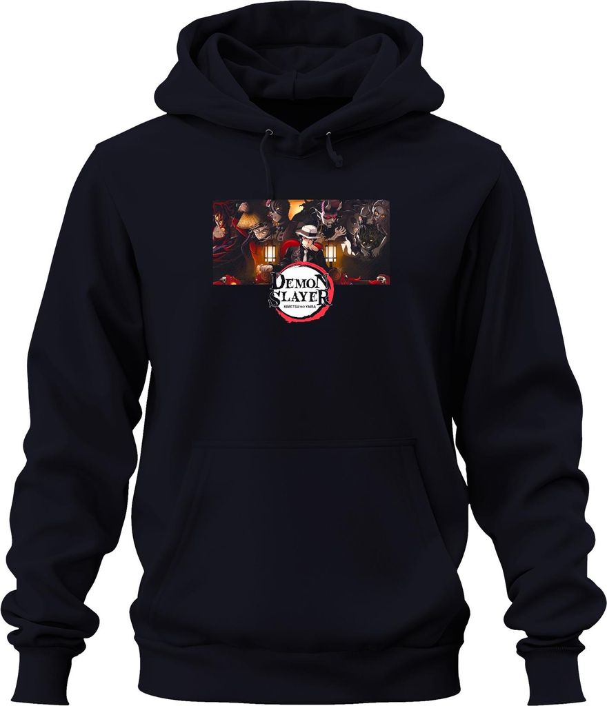 Demon Slayer Kimetsu no Yaiba Anime Muzan Dämon Cosplay Geschenk Uni Hoodie Kapuzenpullover, Navy, XL