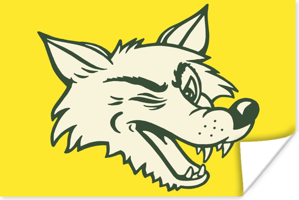 MuchoWow Poster Wolf - Gelb - Raubtier 120x90 cm - Wandbild