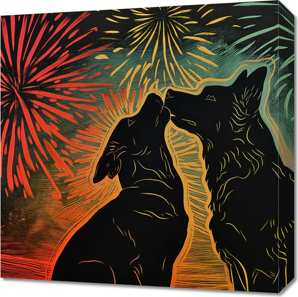 Decorazione Parete Cane 50x50 | Quadro Abbraccio Canino Design Moderno