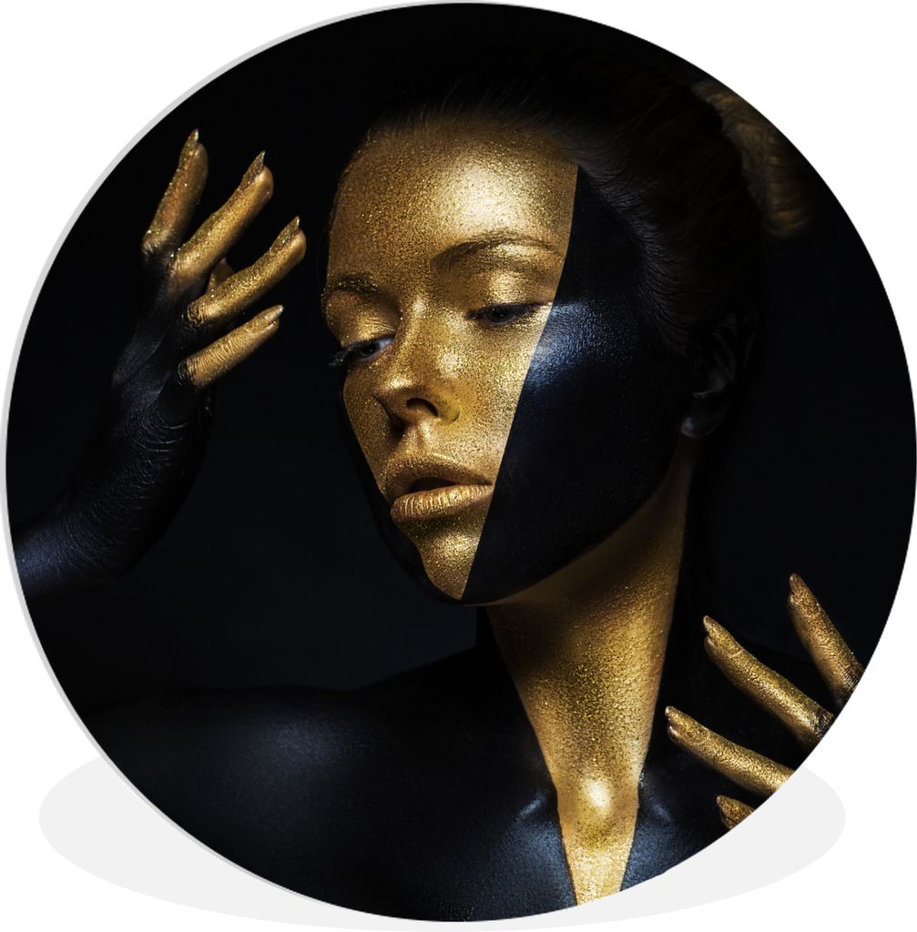 MuchoWow Rundes Wandbild - Runde Bilder Make-up - Kunst - Frau - Luxus - Gold Ø 60 cm Kreis Wanddekoration Kunststoff - Wandkreis - Wandschmuck ...