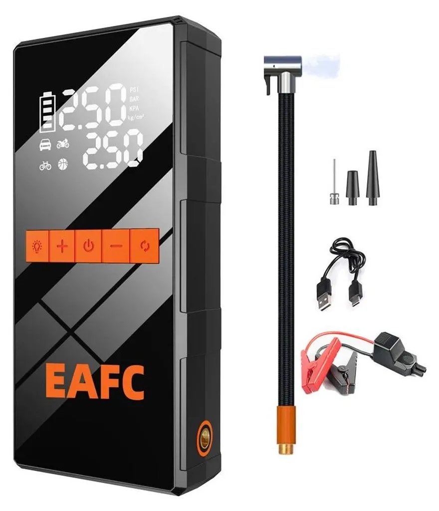 Booster de Batterie 4-en-1 avec Compresseur d'Air Portable 12V 2500A