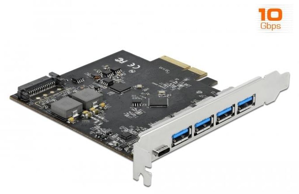 DELOCK PCI Express x4 Karte > 1x USB Type-C +4x Typ-A 10Gbps