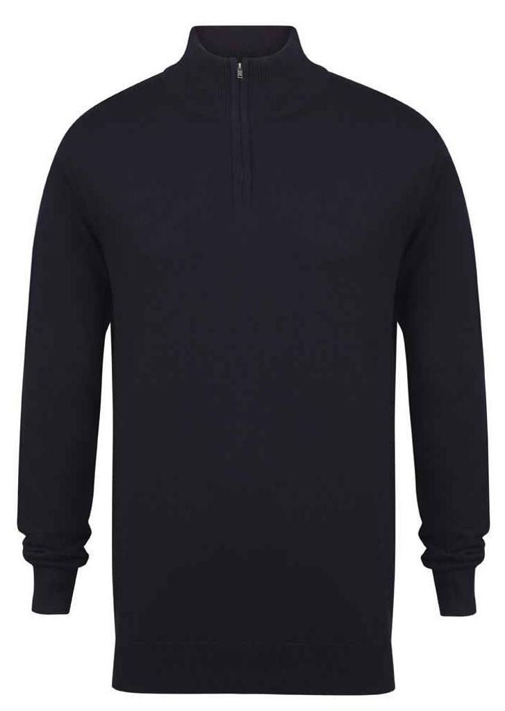 Henbury - Pullover mit kurzem Reißverschluss für Herren LT5714 (XL) (Marineblau)