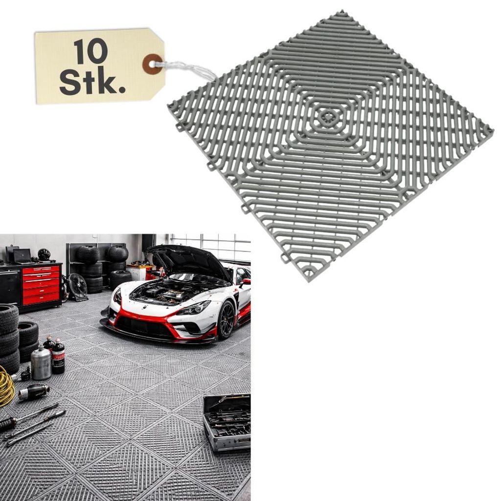 10x Klickfliesen Bodenplatte Kunststoff Garage Produktbild 
