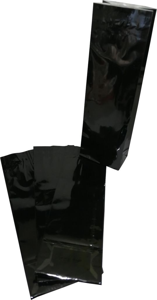 30 Teetüten 50 g schwarz OPP/ Kraftpapier / PET-Blockbodenbeutel 55+30 x 175