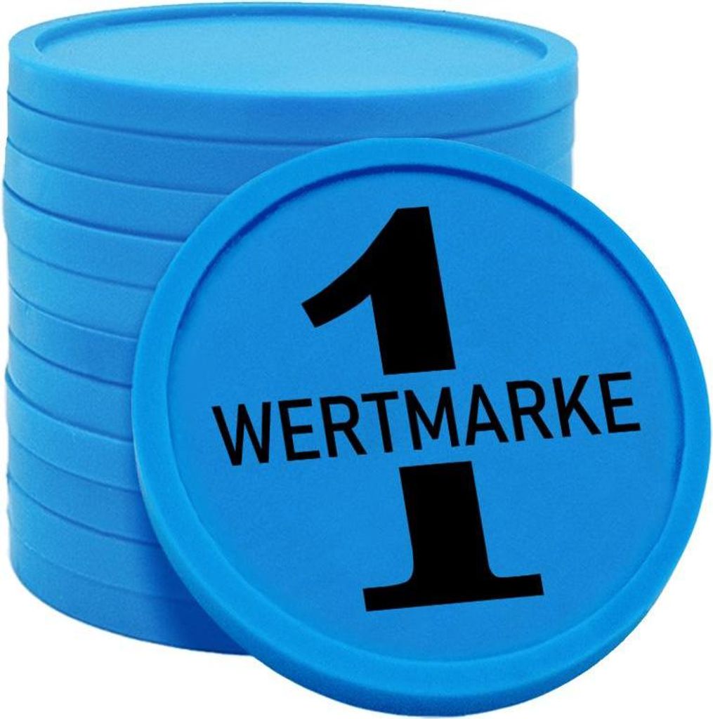 CombiCraft Kunststoff Wertmarken Chips 1 Wertmarke in Blau- 100 Stück - Ø29 mm
