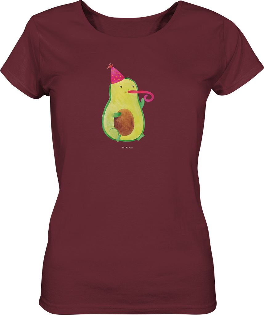 Mr. & Mrs. Panda Basic Shirt Damen Avocado Geburtstag Größe S - Burgundy - Geschenk, Frucht, Mit Print, Überraschung, T-Shirt für Frauen, Obert...