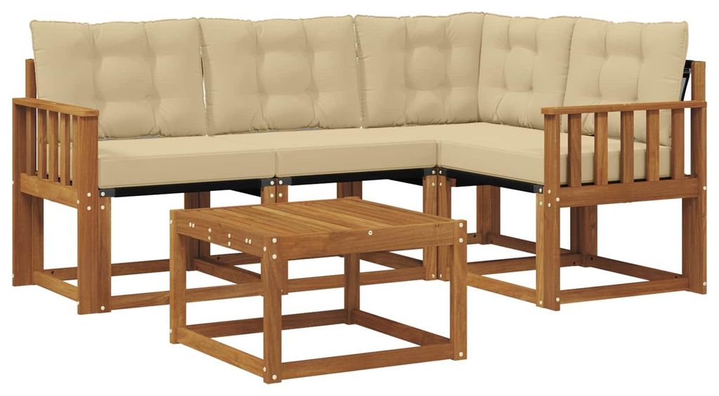 vidaXL Outdoor-Sofagarnitur mit Kissen 5 pcs Natur und Beige