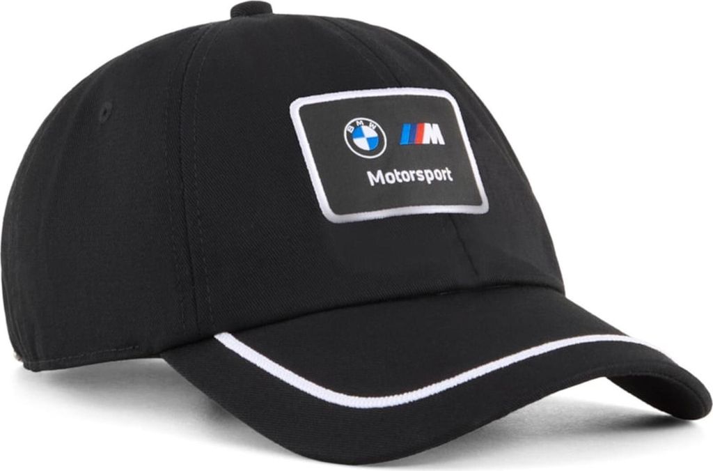 BMW M Motorsport Cap „Heritage“, Offizieller Fanartikel, Schwarze PUMA Cap mit BMW M Patch & Kontrast-Schirm, Klassisches Design, 100% Polyurethan